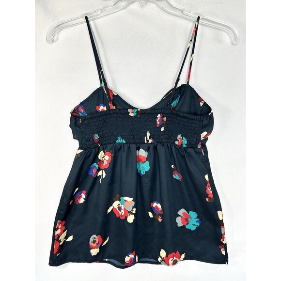 American Eagle Babydoll Tank Top Women's S Floral Cami Smocked Ruffle Y2K Satin - Picture 4 of 8